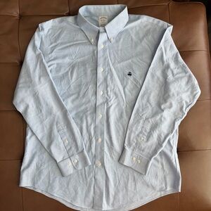 Brooks Brothers Regent Light Blue Button-Down Oxford Shirt with Navy Logo